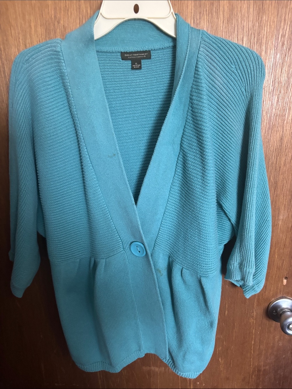 Great Northwest Clothing Company Teal Knit Open-Front Cardigan